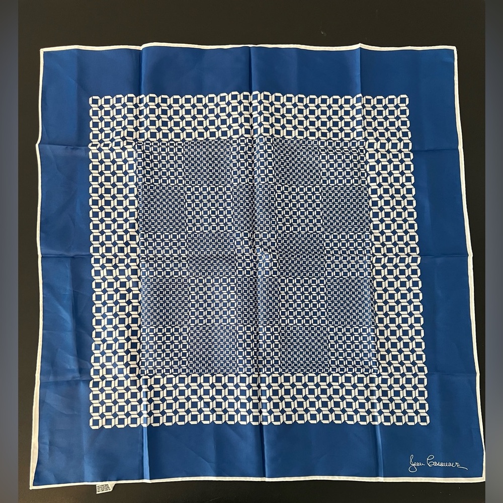Jean Caseeere Scarf Silky Square 27 In French Designer Abstract Vintage Blue LN